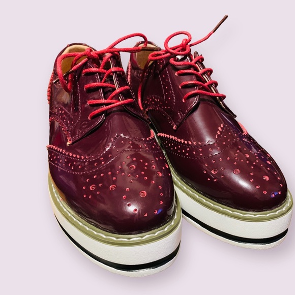 dadawen Shoes Dadawen Platform Lace Up Wingtip Oxford Shoes Womens